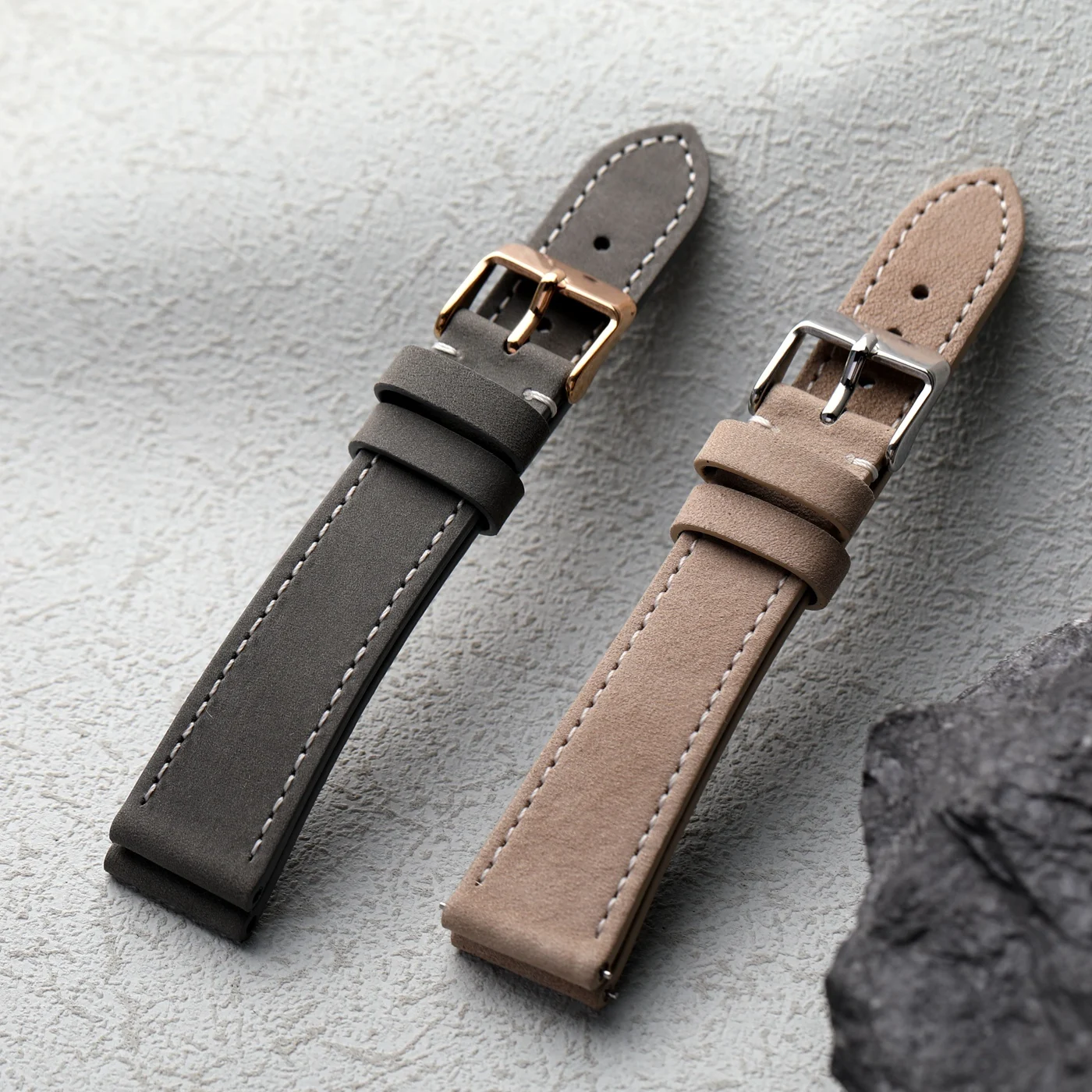 Italian Handmade Frosted Leather Strap – Soft Quick Release