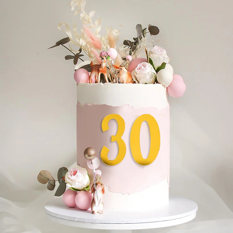 Gyufise Lot De 10 Décorations De Gâteau En Acrylique Avec Chiffres De 0 à 9 - Doré Miroir Pour