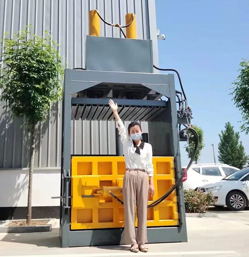 Semi Automatic Vertical Garbage Station Scrap Baler Hydraulic Baling Press Machine Cardboard Plastic 60T Baler Compactor 5