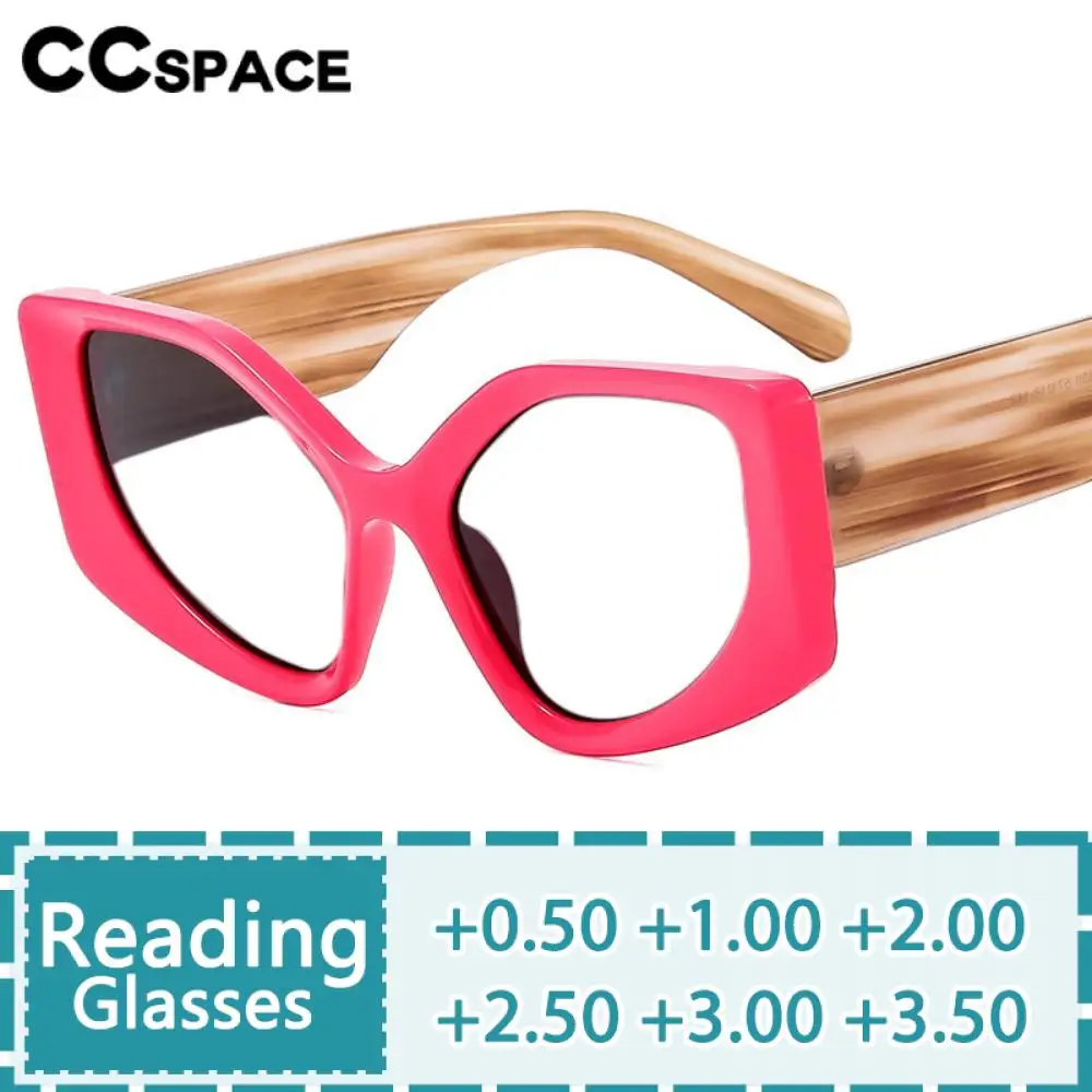 R57291 Bonbon farbe Katzenauge Lesebrille Frauen Mode bunte große Rahmen presbyopische Brille diopt risch 50 300