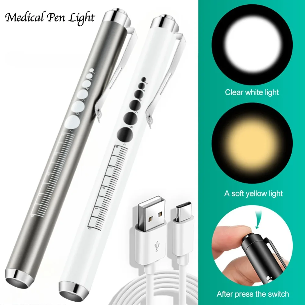 Professional MINI Medical LED Flashlight USB Recharge Energy-saving Working Pen Light for Doctor Nurse Diagnosis