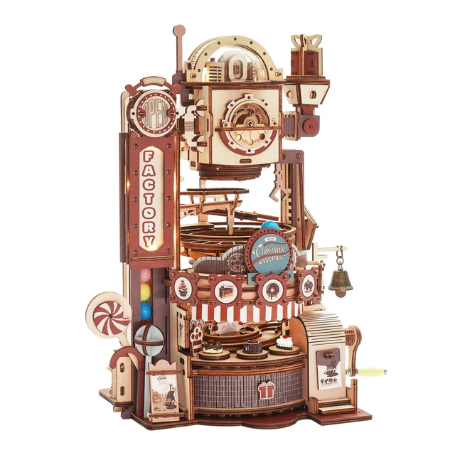 Chocolate Factory - 420pc DIY 3D Wooden Puzzle & Marble Run