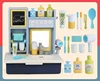 16pcs/set High Quality Electric water outlet dresser washbasin Dressing table Mirror Play house Interactive Toy baby best gift 2