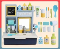 16pcs/set High Quality Electric water outlet dresser washbasin Dressing table Mirror Play house Interactive Toy baby best gift 2