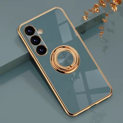 Sleek Magnetic Car Case with Plating and Ring Holder for A13 LTE 4G (Gray)