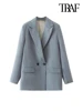 TRAF Women Chic Office Lady Double Breasted Blazer Vintage Coat Fashion Notched Collar Long Sleeve Ladies Outerwear Stylish Tops 3