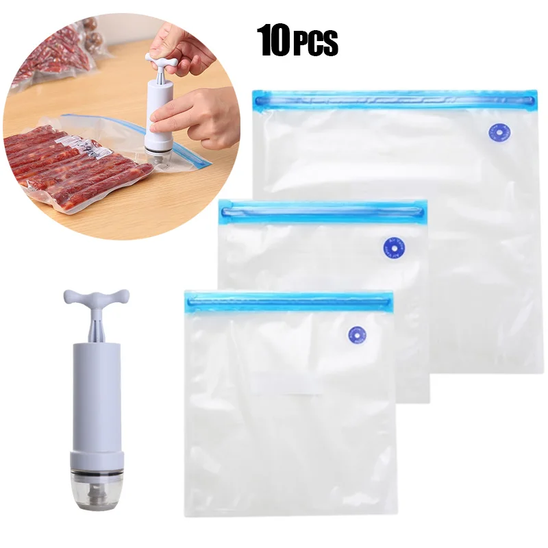 5PCS10PCSKitchenFoodSaverVacuumBagReusableFoodAirVacuum