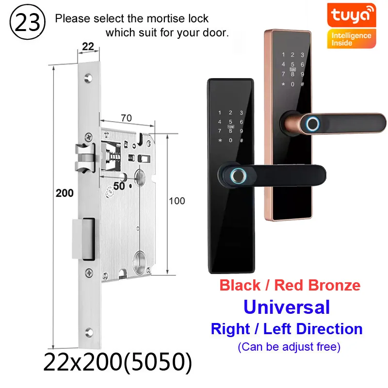 RAYKUBE Tuya Smart Door Lock Wifi Fingerprint Password IC Card Keyless Remotely Unlock Use AA Battery Support 8 Language Voice best electronic door lock Access Control Systems