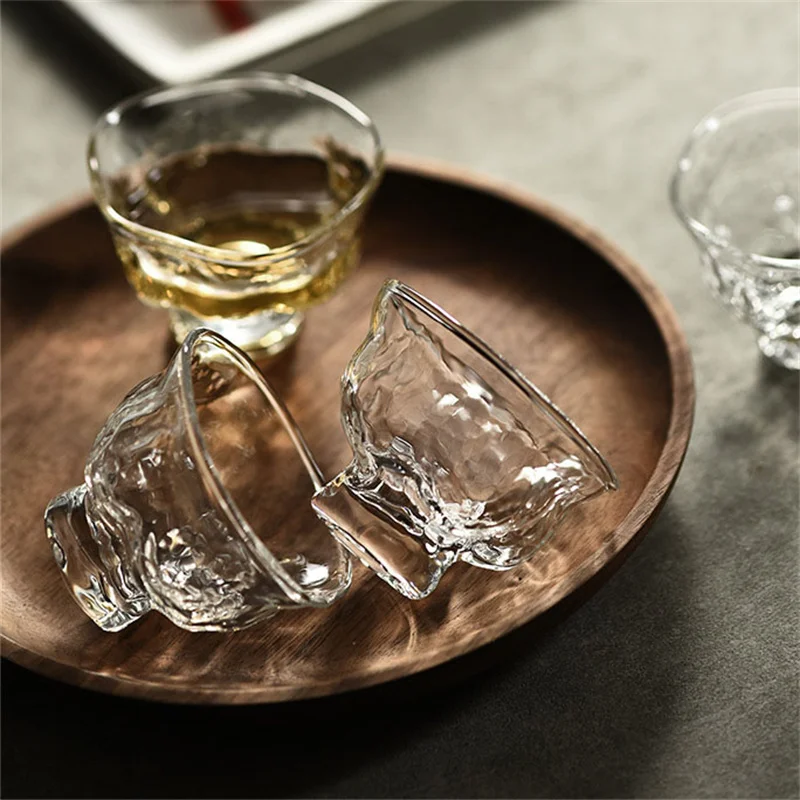 2Pcs/Lot Japanese Hammer Pattern 60ml Small Capacity Glass Tea Cup Tea Appreciateing Cup Kung Fu Accessories