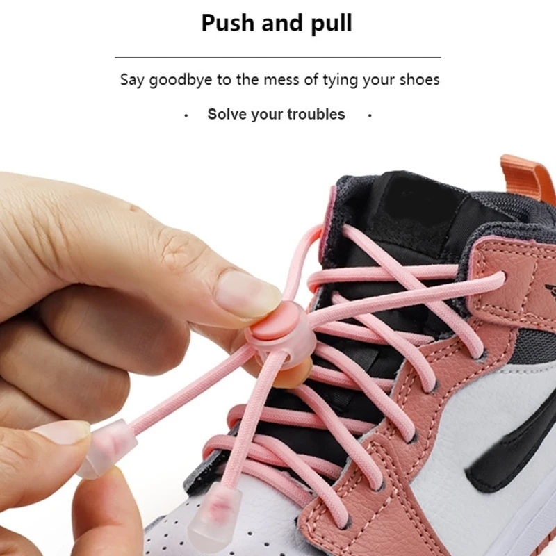 Elastic Shoelaces Sneakers Round Lock Shoelaces without ties Kids Adult Quick Rubber Bands Shoe Accessories