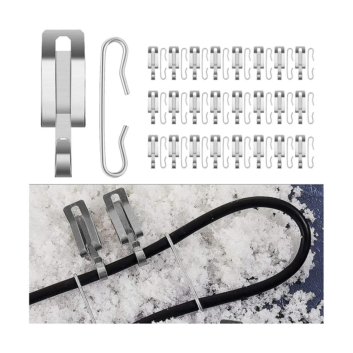 48 Pcs Heat Cable Roof Clips De Icing Cable Clips and Spacers Roof Clips and Spacers Set Cable Wire Clips Gutter Clips