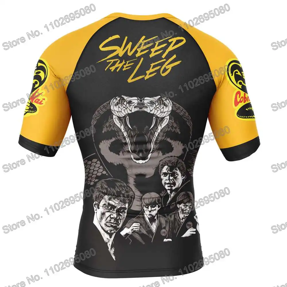 Cobra Kai Surf Clothing BJJ MMA Men Rash Guard Short Sleeve Diving T-Shirt Tight Swimwear Summer Beach Floatsuit Women GYM Tops