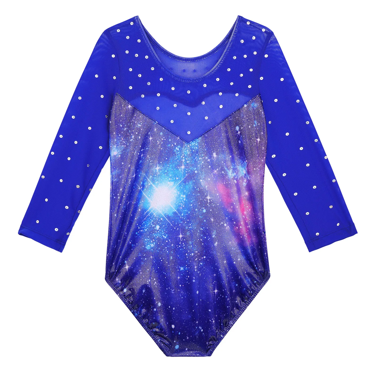 Kids Ballet Leotard Little Girls' One Piece Sparkly Gymnastics Leotard Practice Outfits 3/4 Sleeve Training Performance Clothes