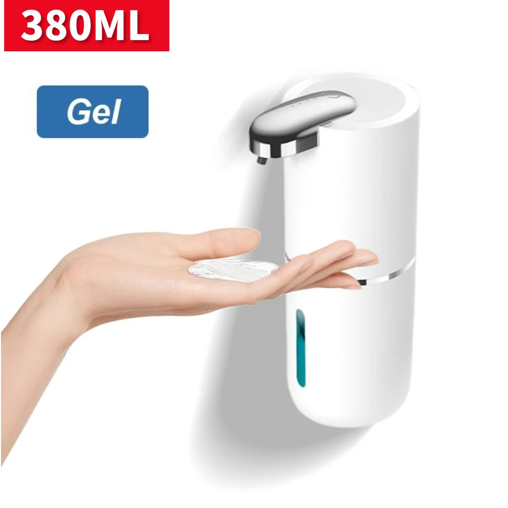 Distributeur gel hydroalcoolique mural vu de profil, fixations invisibles pour une installation discrète.