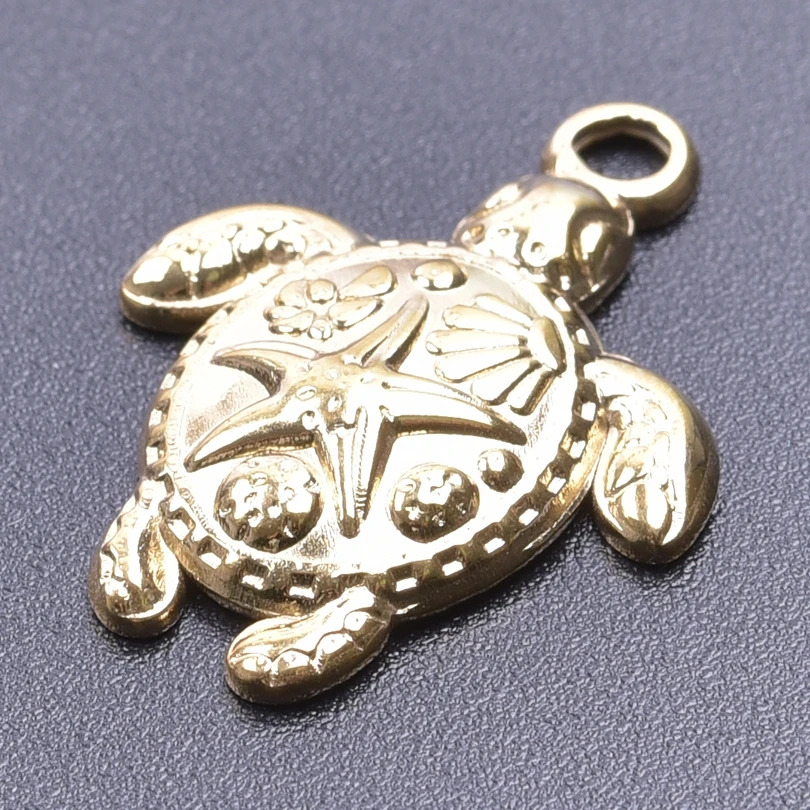 Real Gold Plated Ocean Animal Charms 6pcs For Jewelry Making Stainless Steel Charm Pendant