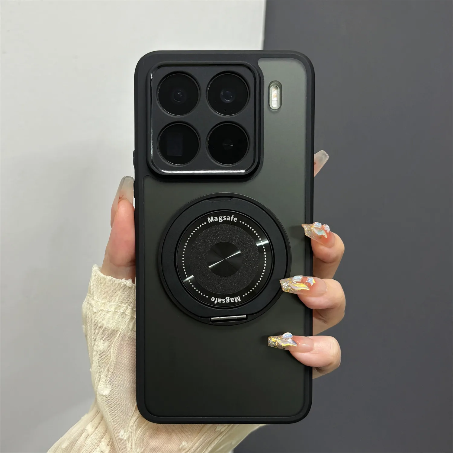 Magnetic 360° Rotating Stand Case - Acrylic Frosted Transparent Shockproof Cover, Skin-Friendly