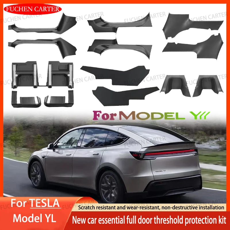 For Tesla Model YL 2026 TPE Front Rear Door Sill Protector Threshold Strip Waterproof Anti-kick Guard Panel Interior Accessories