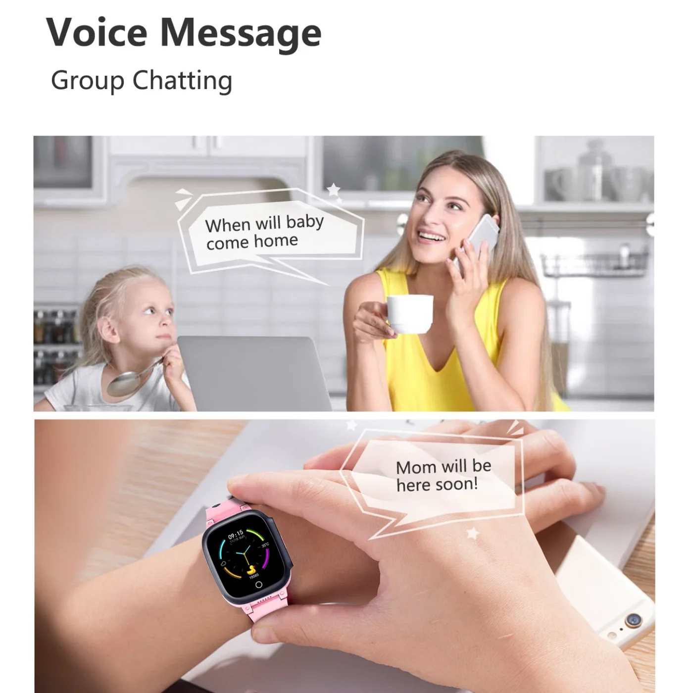 4G Montre Connectée Enfant,Montre GPS Enfants avec Appel SOS Chat Vocal et  Vidéo WiFi Alarme Caméra Mode école, Montre-Bracelet pour 4-12 Garçons