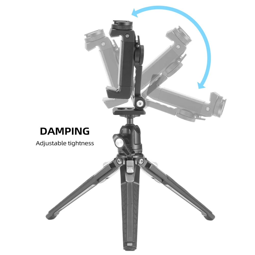 콜드 슈 Arca 360이 포함된 알루미늄 휴대폰 홀더 클램프 업그레이드 ° iPhone 안드로이드 Phone Vlog 사진용 회전식 삼각대 마운트 클립