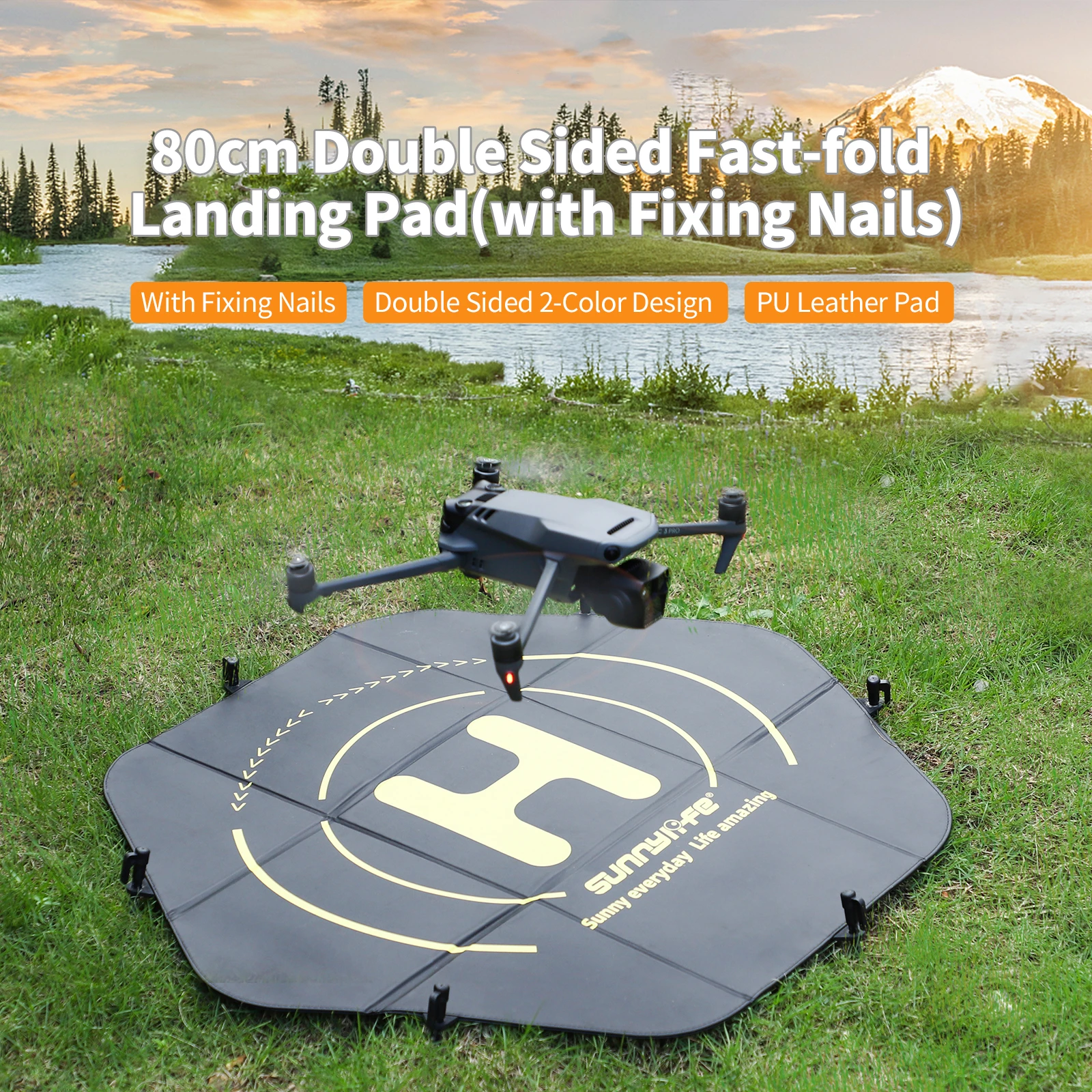 

80cm Folding Apron For DJI Mavic 3 Pro/Air 2S/Mini Series/Elf Series Takeoff and Landing Protection Pad with Ground Pins