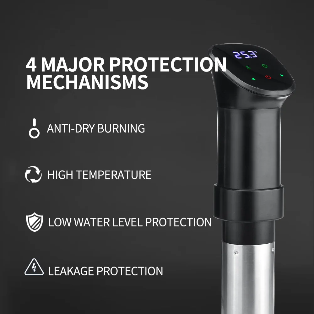 IPX7 Waterproof Sous Vide Cooker 1800W Immersion Circulator Vacuum Slow Cooker with LCD Digital Accurate Control