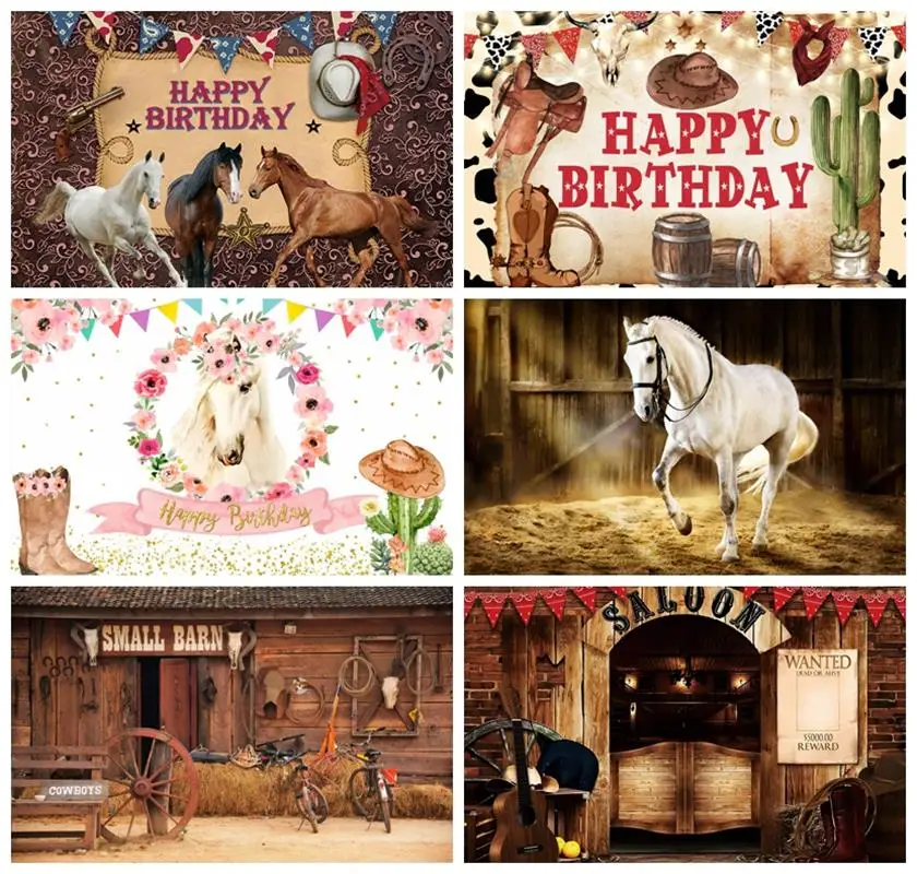 Laacco Western Cowboy Sfondo Wild West Rustic House Barn Door Rodeo Birthday Party Ritratto Personalizzato Fotografia Sfondo