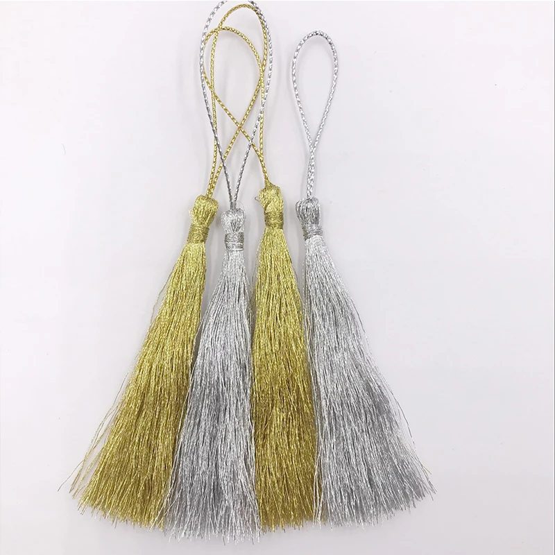 Gold silk Silver Tassels fringe Polyester pendant Bookmark Jewelry Accessories Craft DIY Curtains Clothes Decorative 32PCS tassel fringe,tassel decoration,tassel accessories,tassel trim,mini tassels,bookmark tassels