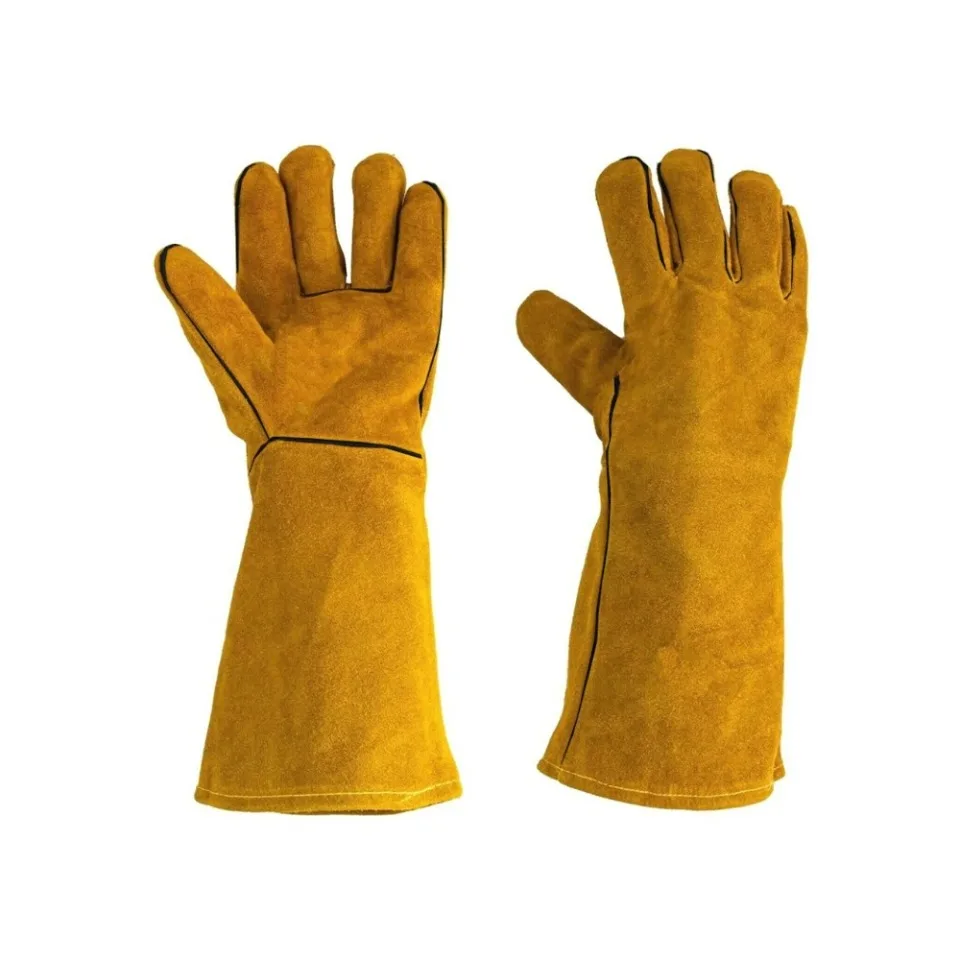 Welding Gloves Cowhide Flame-retardant Welding Work Gloves Heat-proof Metal Welding Protector Yellow Gloves Soldering Tools