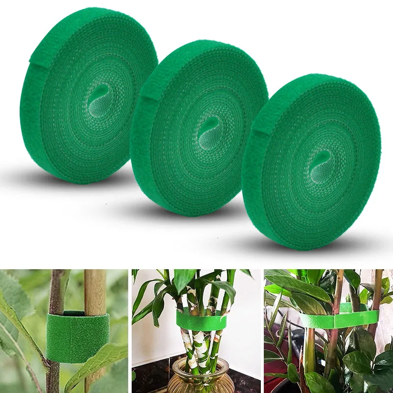 Plant Ties 2m Nylon Plant Bandage Tie Home Garden Shape Tape Hook Loop Bamboo Cane Wrap Support Accessories 3Pcs plant ties