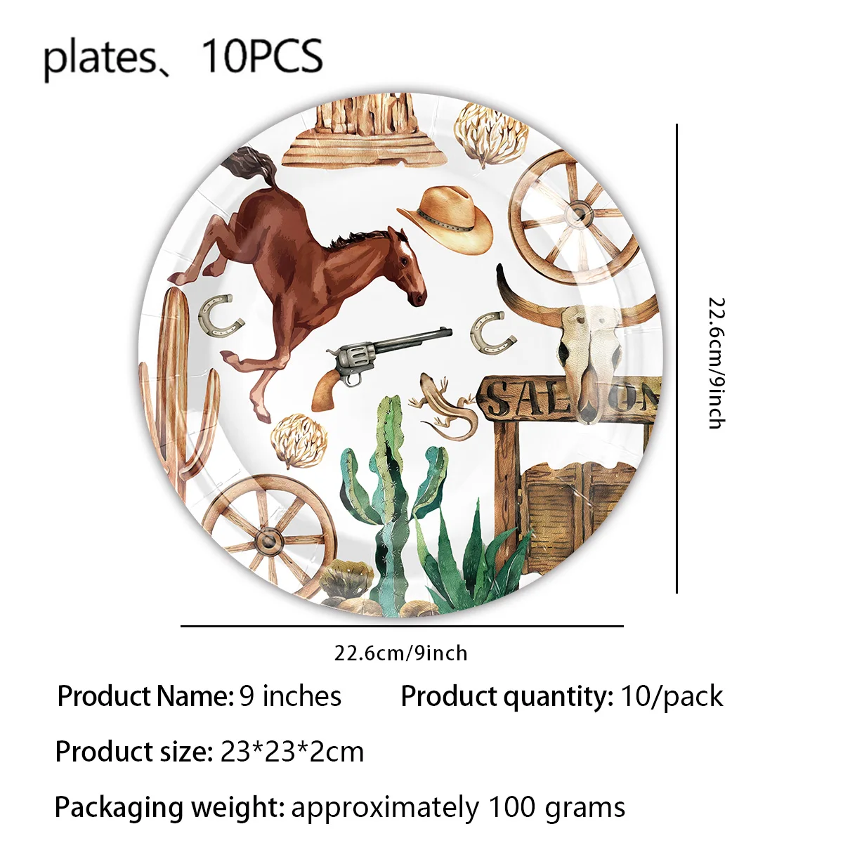 Juego De 61 Piezas Vajilla Desechable Temática Vaquero – Incluye Platos, Vasos, Servilletas Y Mantel Para 20 Personas