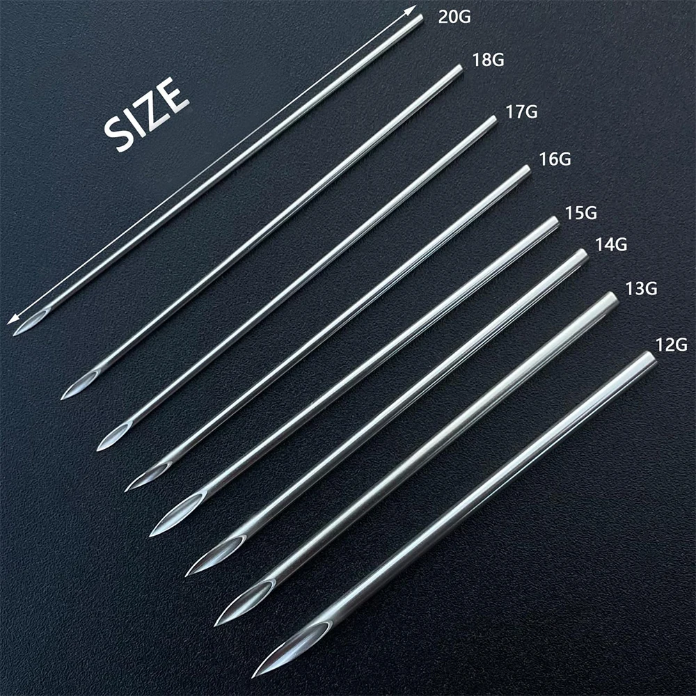 Blue Genie 10/100pcs Body Piercing Needles 14G 16G 18G Stainless Steel Disposable Ear Nose Navel Nipple Lip Piercing Needle 5