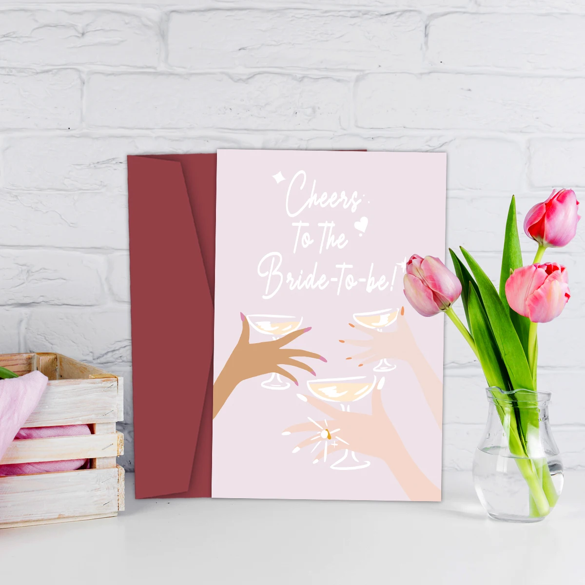 1Set Sweet Bridal Shower Card, Funny Engagement Card for Her, Wedding Congratulations Card, Cheers To The Bride To Be