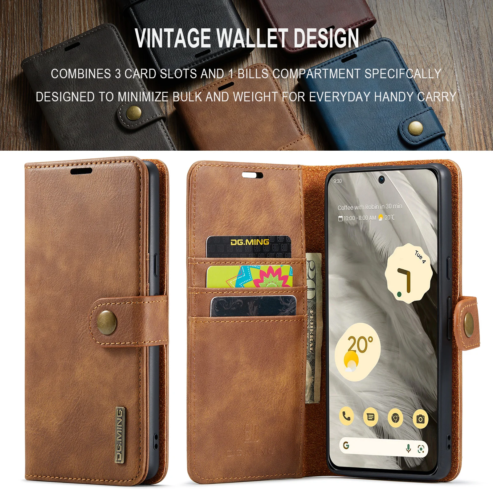 Flip Wallet Phone Case For Google Pixel 8 7 6 Pro 7a 6a 5a Card Pocket Clip Magnetic Shockproof Protective Leather Cover