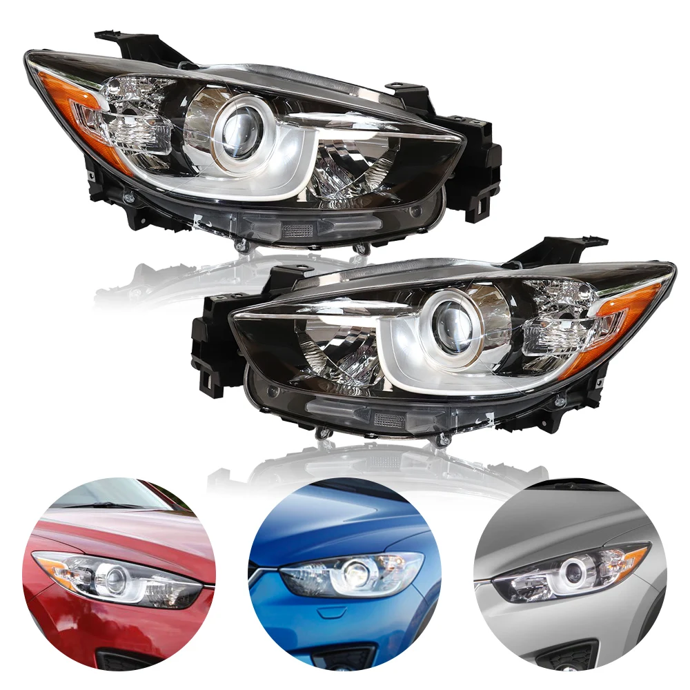 

LH+RH 1 Pair Driver & Passenger Side Headlights Projector Halogen Headlamp Assembly For Mazda CX-5 2013-2014
