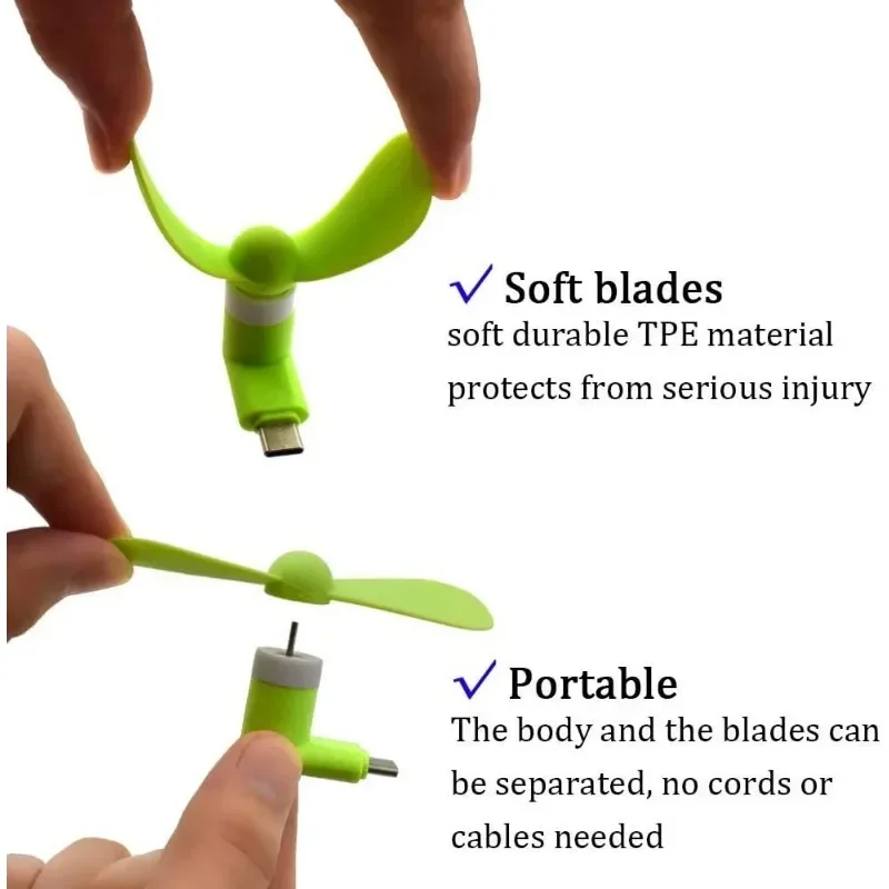 Мини вентилатор, включен в телефона