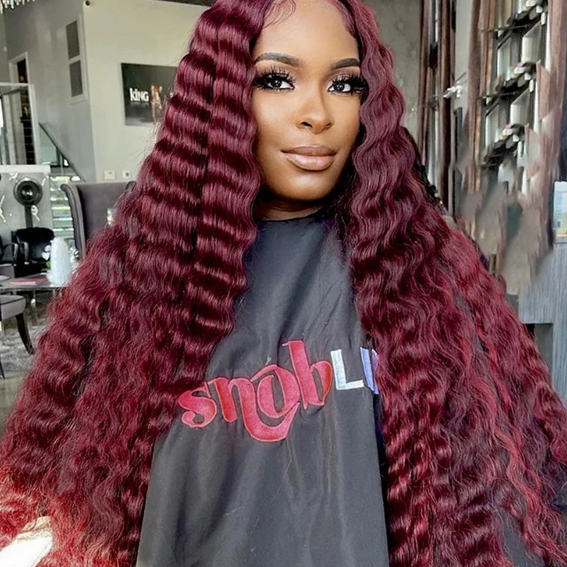 Deep Wave I Tip Hair Extensions 50pcs Keratin Fusion Microlink Hair Extensions Human Capsule Pre Bonded Stick #99J Burgundy