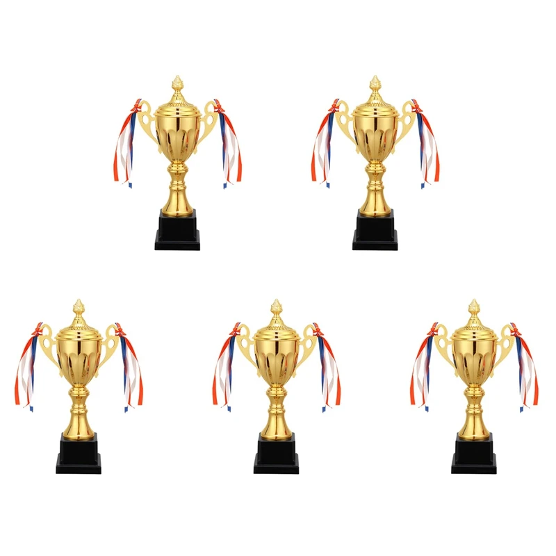 

5X 11 Inch Gold Trophy Cup For Sports Meeting Competitions Soccer Winner Team Awards And Competition Parties Favors