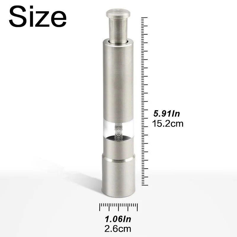 Novelty Thumb Push Pepper Mill Portable Salt Mill Manual Pepper Salt Shaker Stainless Steel Spice Grinder Barbecue Kitchen