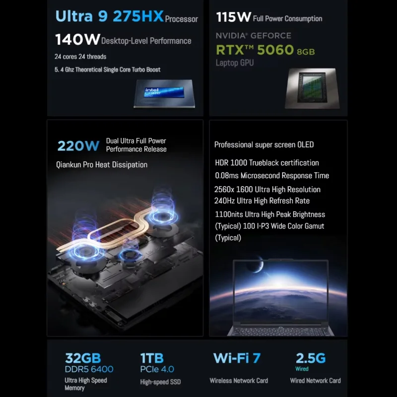 2025 Lenovo LEGION Y9000P E-sports Gaming Laptop Ultra 9 275HX GeForce RTX 5070 /5080 RAM 32GB 1T SSD 16 pulgadas Gaming Notebook PC 2