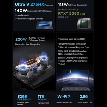 2025 Lenovo LEGION Y9000P E-sports Gaming Laptop Ultra 9 275HX GeForce RTX 5070 /5080 RAM 32GB 1T SSD 16 pulgadas Gaming Notebook PC 2