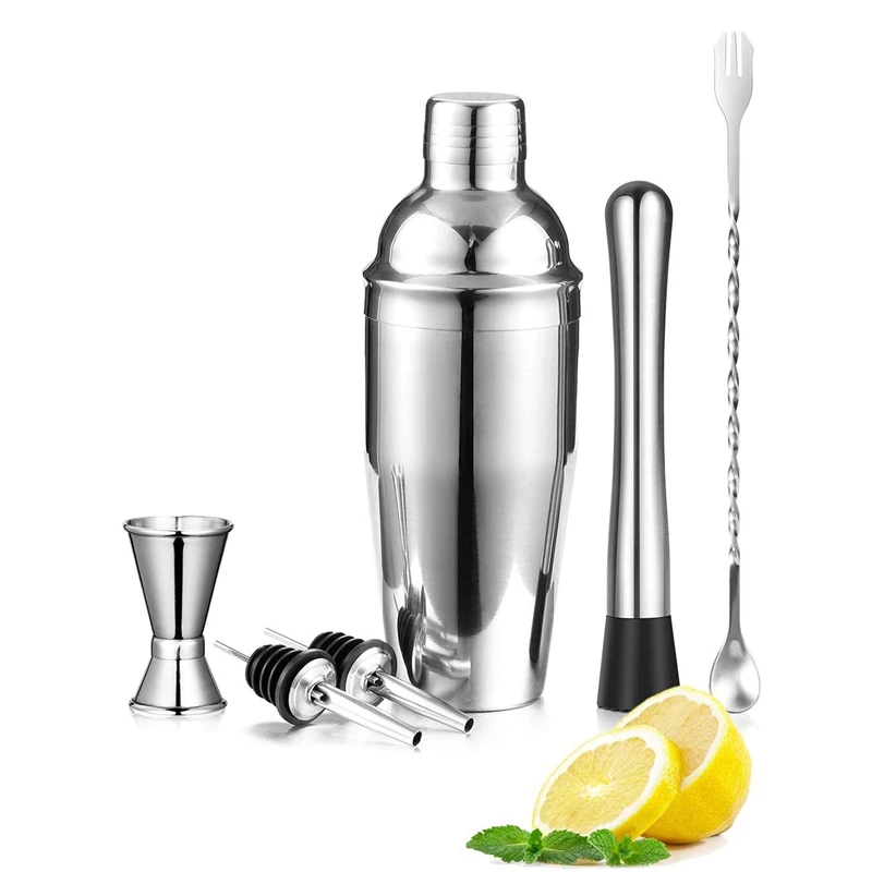 

6 Pieces/Set Cocktail Shaker, 25 Oz Martini Shaker, Stainless Steel Drink Shaker, Bar Set, Bartender Kit Home Bar Tools