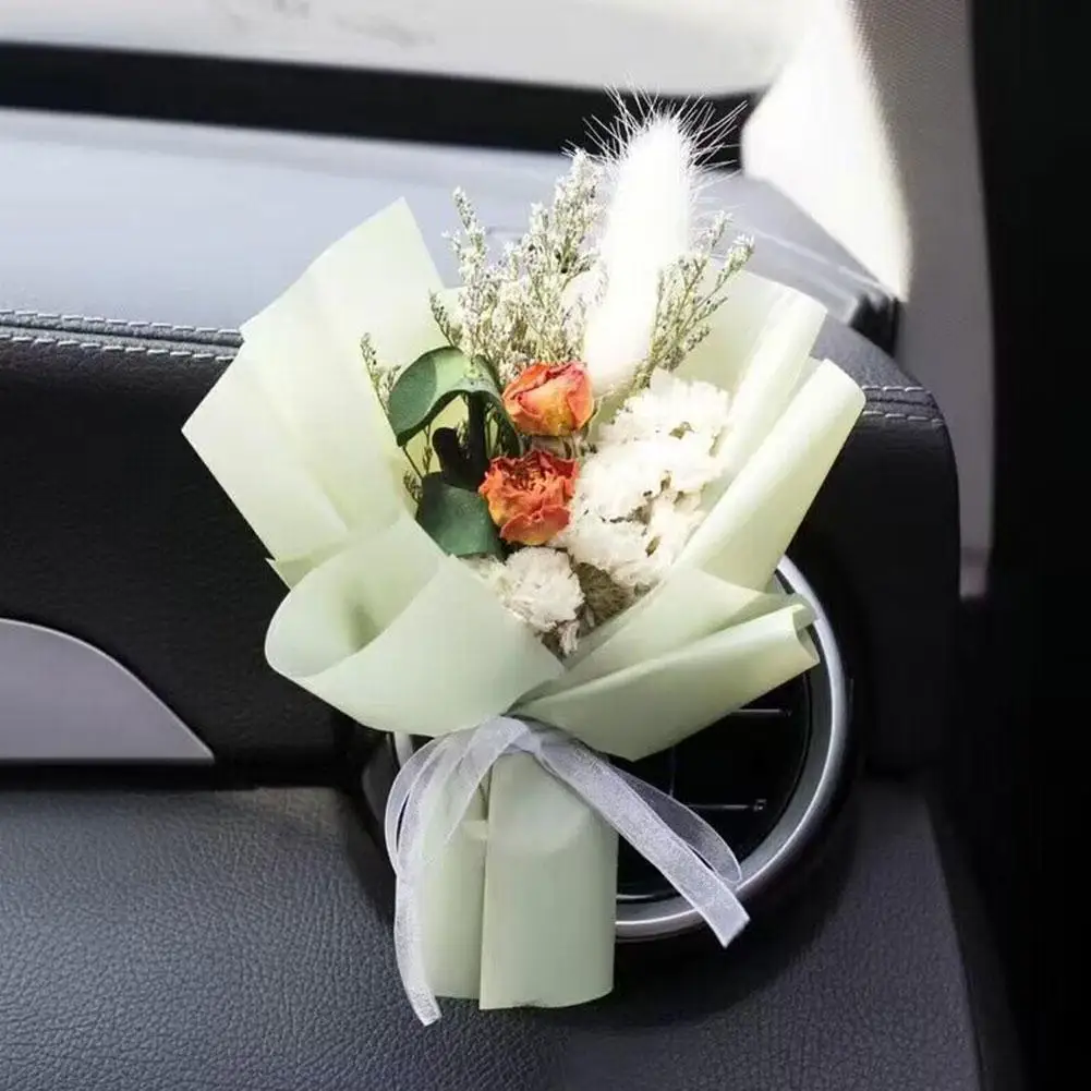 Kreativitu sušené květin kytice auto vzduch odvětrávací komín příslušenství kvést auto věčný mini okrasa vnitřní klip kytice k0y8