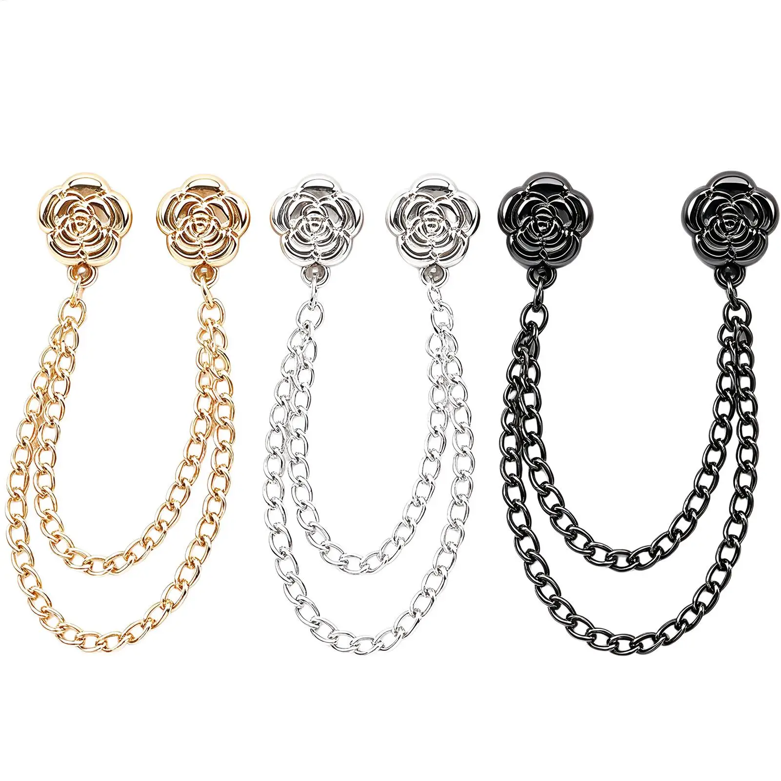 Magnetic Chain Buckle Adjustable Clothing Clips - Set of 2 Magnetic Closure Pins