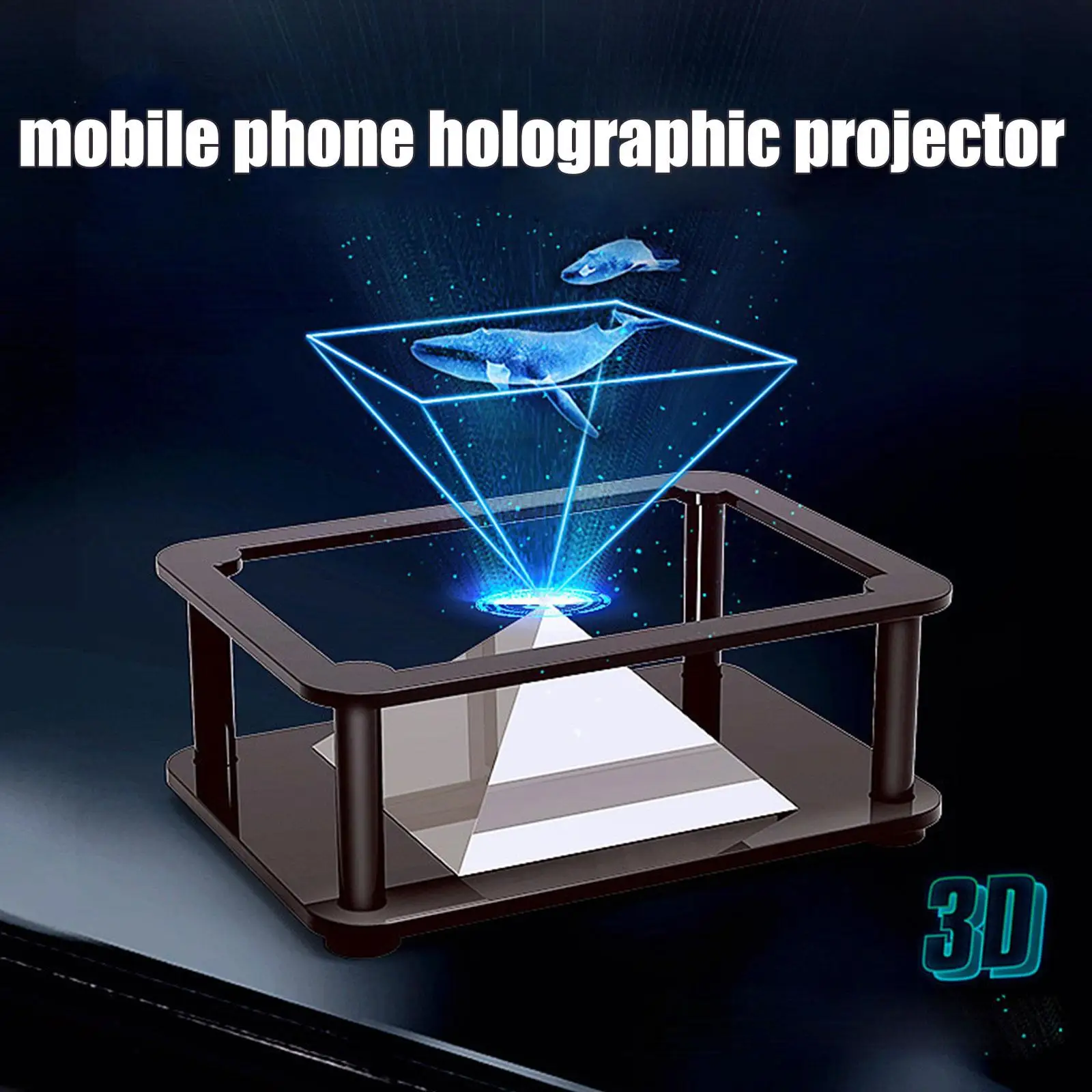 3D Holographic Projector Pyramid Four-dimensional Image Display Portable for Mobile Phone 3d holographic display box