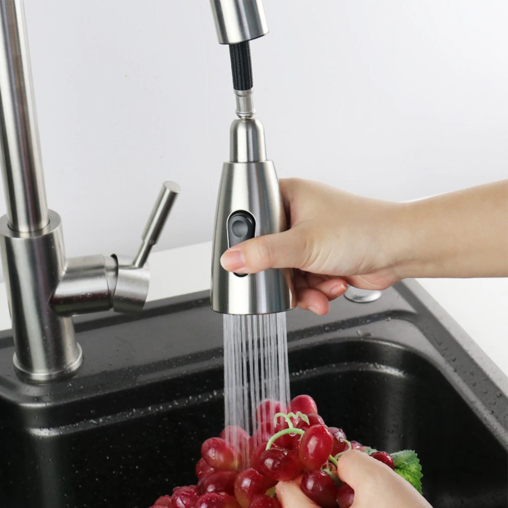 

Kitchen Pull Out Spray Head Replacement Sink Faucet Basin Mixer Tap ABS Brushed Black Kitchen Bathroom Accessories