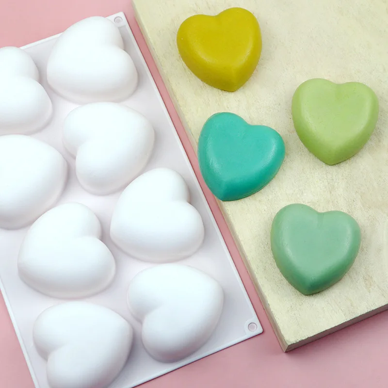 Silicone Mold Soap Molds 8 Pcs Love Heart Silicone Soap Mold Handmade Candle Making Kit Diy Chocolate Candy Ice Plaster Resin Cake Decoration Baking Tool