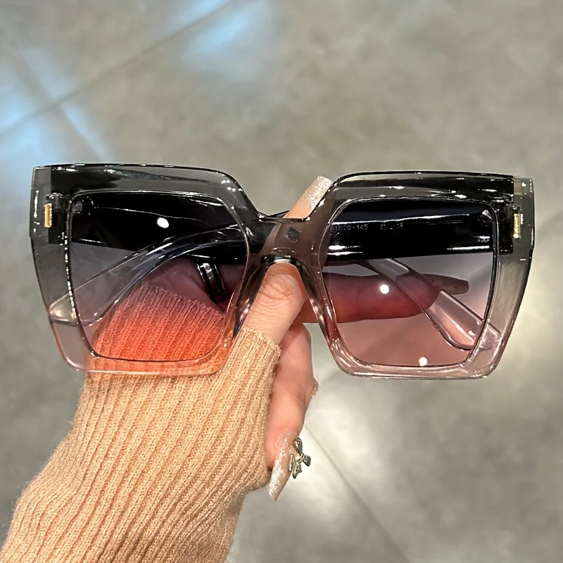 Stylish Gradient Sunglasses with Oversized Square Frame and Anti-Reflective Lenses - Perfect Summer Beach Party Accessory