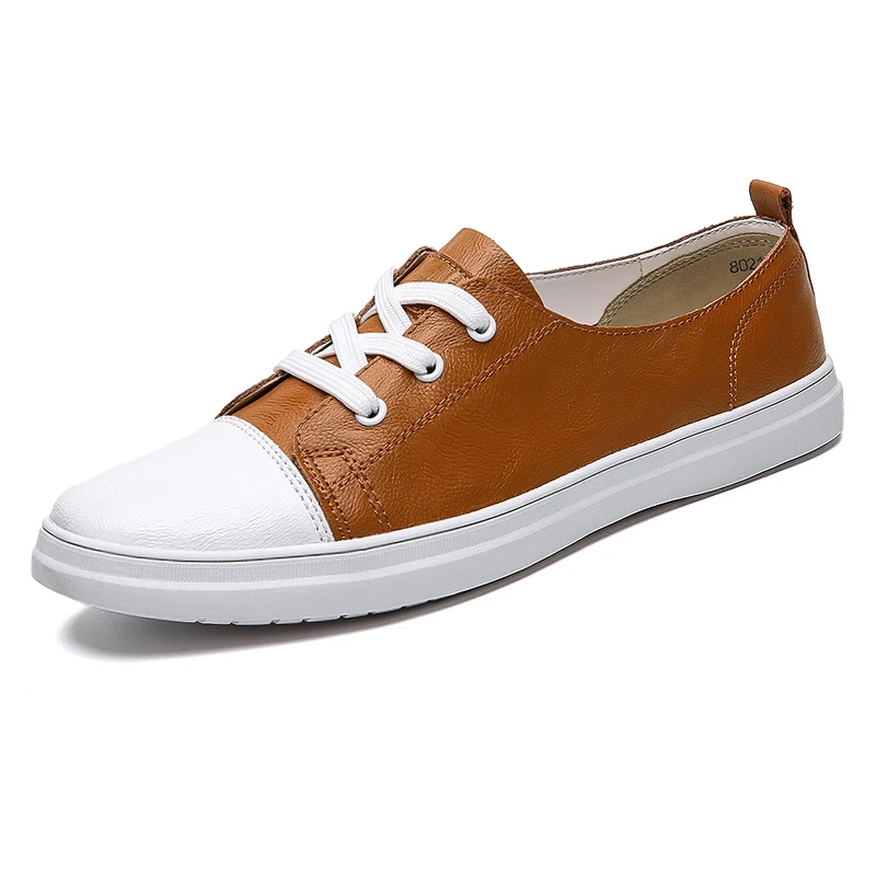 Genuine Leather Men's Casual Shoes Business Office Shoes White Flat Men Comfortable Sports Driving Zapatos Hombre