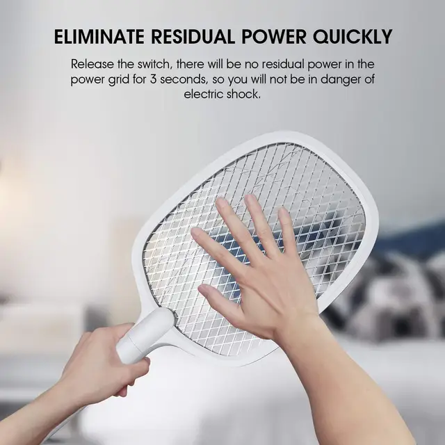 2 in 1 Electric Fly Swatter UV Led Mosquito Killler with Base Holder USB Rechargeable Fast Pest Control for Home Outdoor Camping 6