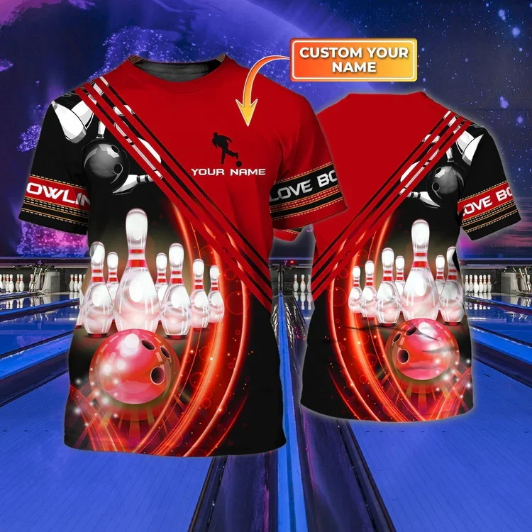 Neueste Sommer Mode männer T-shirt Personalisierte Name Bowling 3D Gedruckt t-shirt Unisex Casual T-shirt Bowling Liebhaber Geschenke DW127 – Detail 16